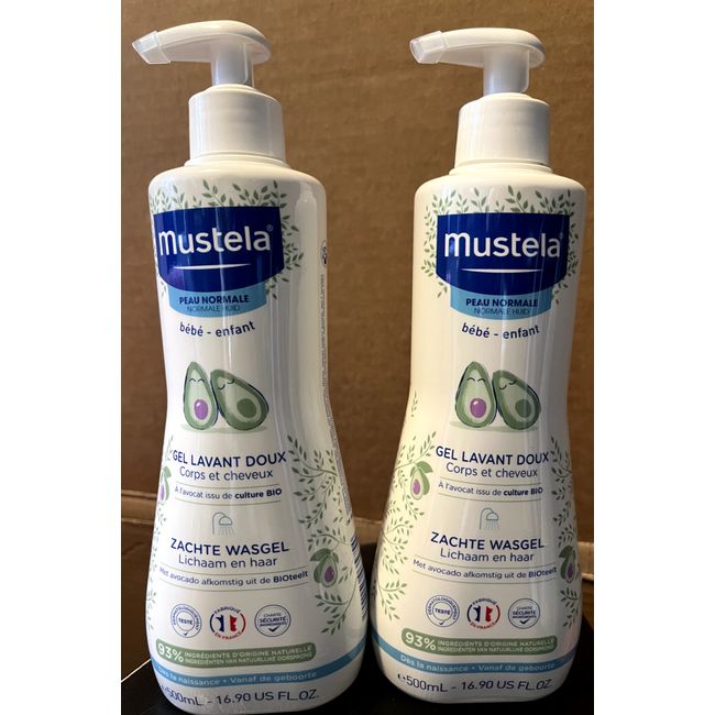 Mustela Gentle Cleansing Gel with Avocado 2 x 500ml Baby & Child Exp 01/2026 New