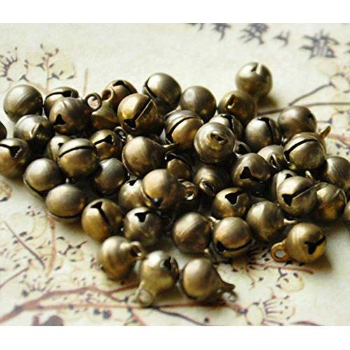 LASSUM 100 6mm Vintage Alloy Bronze Small Jingle Bell,Mini Bell for DIY Bracelet Anklets Necklace Knitting/Jewelry Making