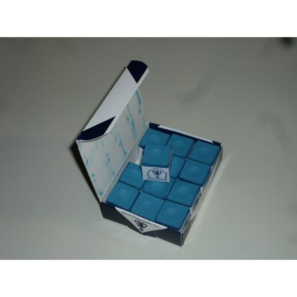 BOX 12 PIECES BLUE SILVER CUP CUE CHALK. by Silver Cup
