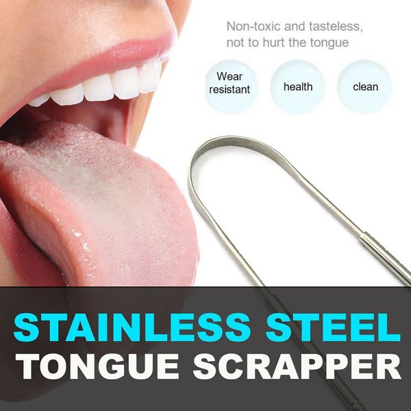 Stainless Steel Metal Tongue Scraper Cleaner For Bad Breath Oral Health Cleaning