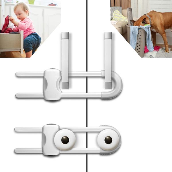 6PCS Cabinet Locks for Babies, Adjustable U-Shaped Child Safety Locks, Multifunctional Cabinet Handle Lock for Drawers for Cabinets, Drawer, Gate, Furniture Doors, Closet with Secure Lock Buttons