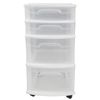 HOMZ 4-Drawer Cart Organizer with Removeable Wheels, Medium, White & Clear