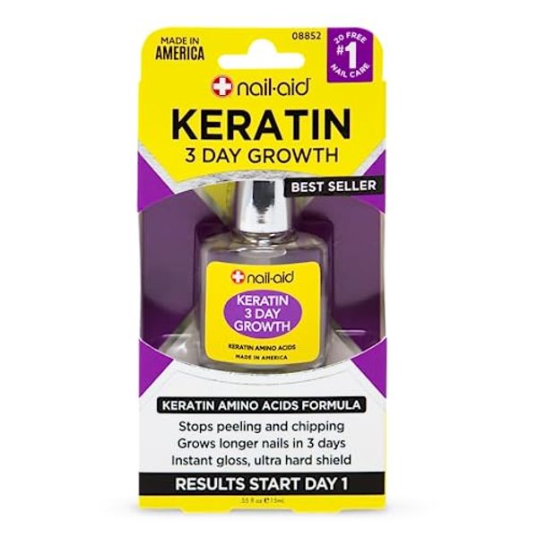 Nail-Aid Keratin 3 Day Growth Nail Treatment & Strengthener, Clear, 0.55 Fl Oz