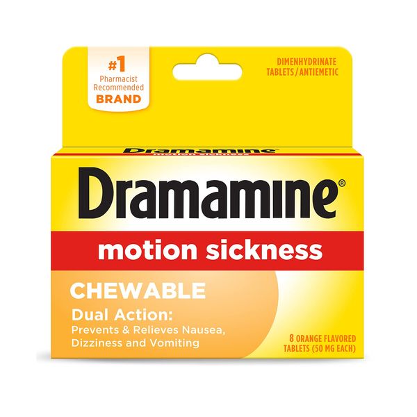 Dramamine Motion Sickness Chewable, Orange flavored, 8 Count