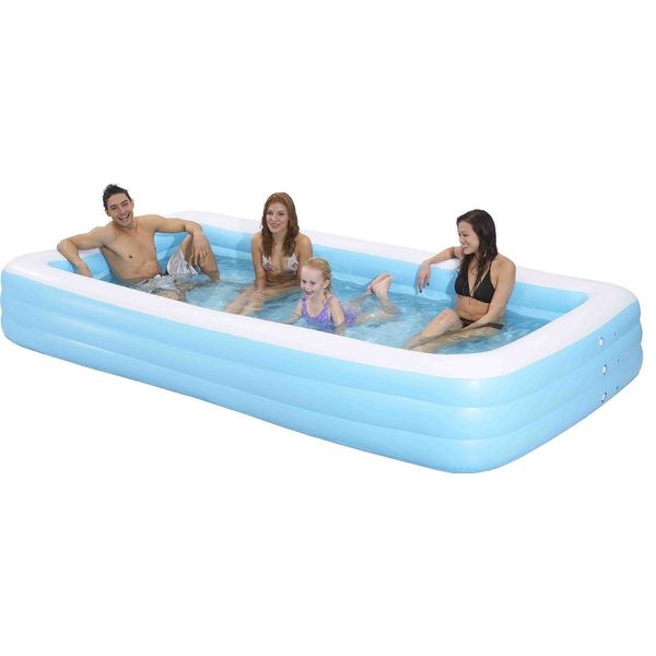 Family Kiddie Pool - Giant Inflatable Rectangular Pool - 12 Feet Long (144"x76"x22")