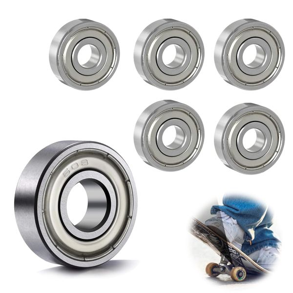 6 Stück 608zz Kugellager, Metall Double Shielded Miniatur Rillenkugellager, fahrrad Kohlenst stahlkugeln, für Skateboards, Roller, Inline Skates, 8mm x 22mm x 7mm