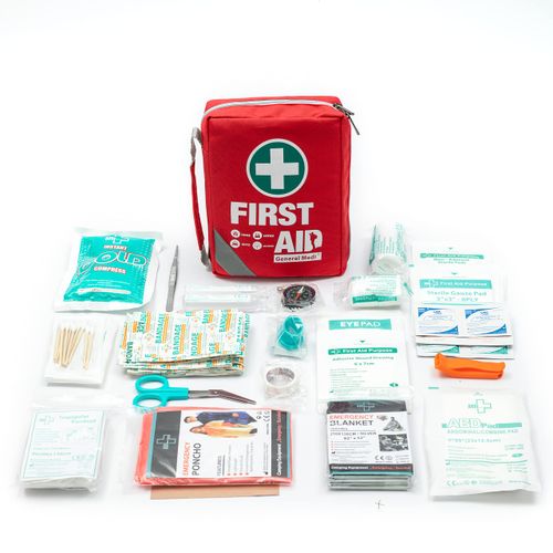 General Medi First Aid Kit - Small Compact First Aid Kit Bag(175 Piece) - Reflective Bag Design- Includes 2 x Eyewash, Instant Cold Pack, Emergency Blanket for Travel, Home, Office, Vehicle,Camping