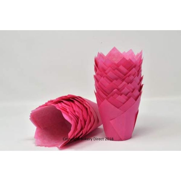 Bakery direct 50 Standard Size Tulip Muffin Wraps Cases Colour Pink