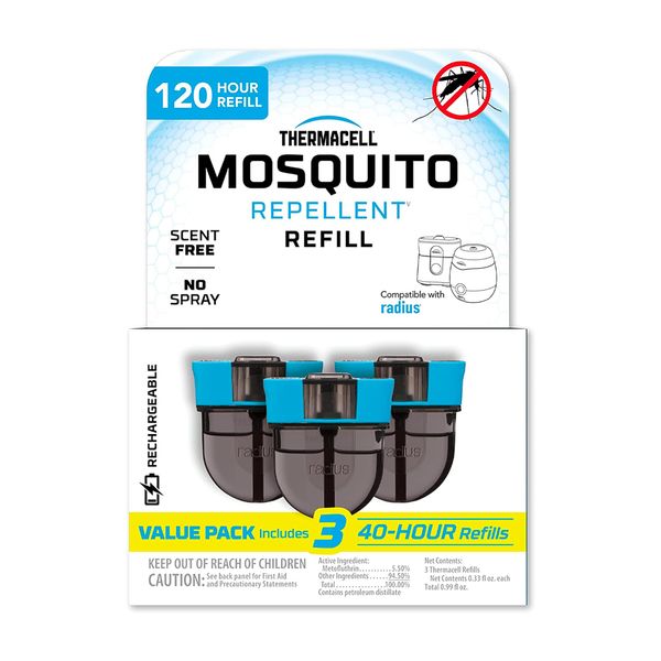 Thermacell Patio Shield Mosquito Repellent E-Series Rechargeable Repeller Bundle; 20’ Mosquito Protection Zone; Includes 120-Hour Repellent Refill; No Spray, Flame or Scent; Bug Spray Alternative