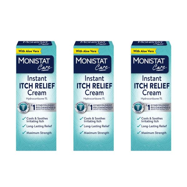 Monistat Care Instant Itch Relief Cream | Max Strength | Cools & Soothes | Packaging May Vary | 1 Ounce Each | Pack of 3