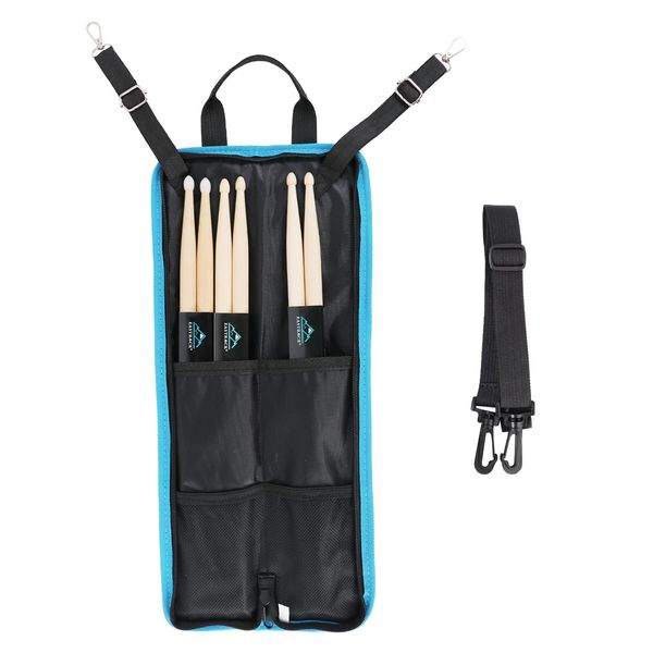 EASTROCK Drum Sticks Bag with 3 Pair Drumsticks, Drumstick Bag Drum Sticks Holder with Floor Tom Hook, Carrying Strap (Black)