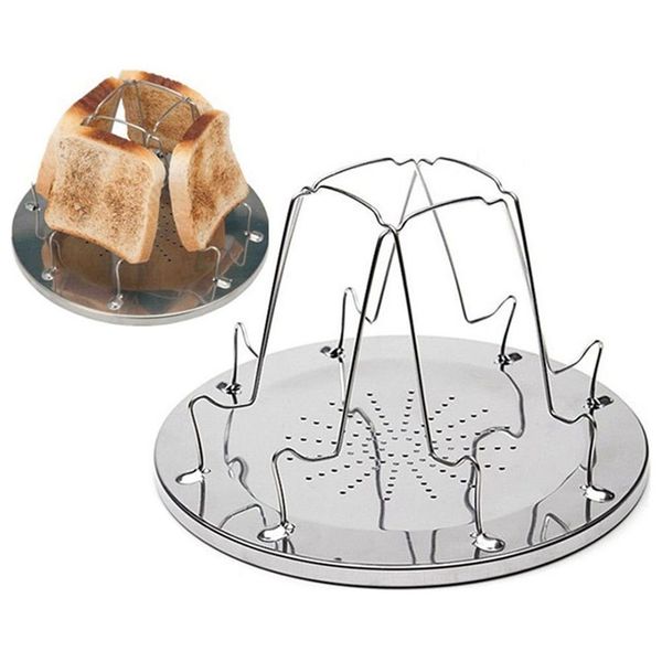 Dciustfhe 4 Slice Camping Bread Toast Tray Gas Stoves Cooker BBQ Camping Toaster Rack