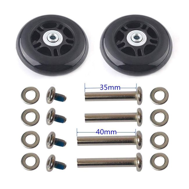 F-ber Luggage Suitcase Wheels Replacement Kit 78x24mm/3.07"x0.94" w/ABEC 608zz Inline Outdoor Skate Replacement Wheels, One Set of (2) Wheels (OD:78 W:24 ID:6 Axles:35 and 40mm)