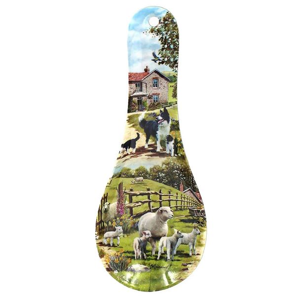 The Leonardo Collection Collie and Sheep Farming Scene Design Melamine Spoon Rest Kitchen Cooking