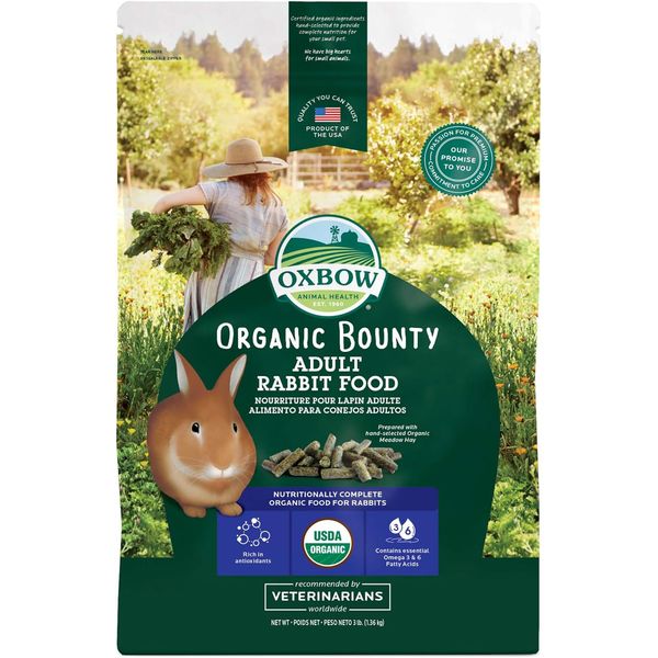 Animal Health Organic Bounty Adult Rabbit Food - All Natural Rabbit Pellets - 3