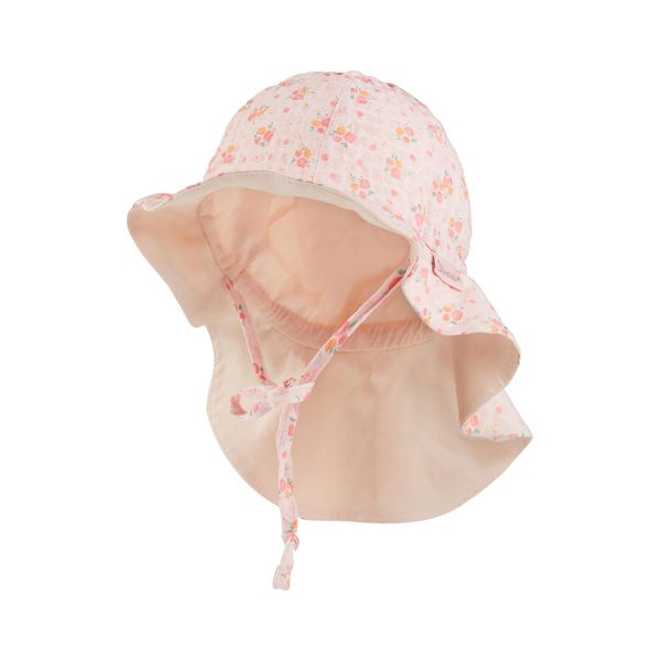 Sterntaler Sonnenhut Streublumen - Mädchen Sommerhut zum Binden - UV-Schutz 30 Mütze mit Nackenschutz - Größe verstellbar - Futter aus Batist (Bio) - Baby und Kinder Kopfbedeckung - zartrosa, Größe 41