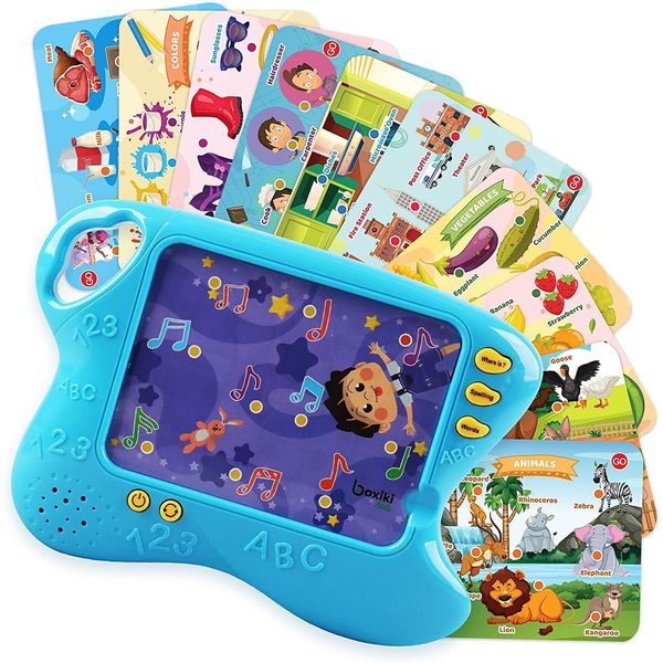 Boxiki kids Learning Pad with 10 Educational Cards Kids Board Game w/Touch and Learn Functions | Smart Pad for Children's Learning Games | Educational Electronic Learning Set