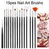 Nail Art Design Professional Paint Kit (20 Pieces), 15 Pieces UV Gel Nail Polish Brushes Set and 5 Pieces Nail Art Paint Dot Pen