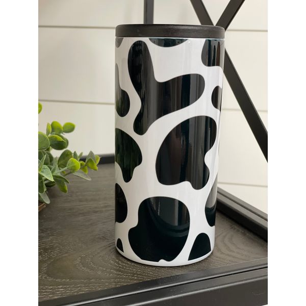 Cow Print Skinny Can Cooler