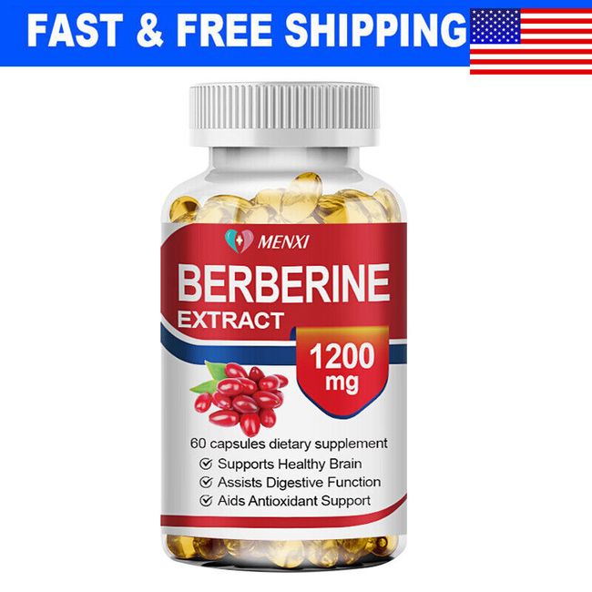 Berberine HCl 1200mg Serving, 60 Capsules - Gluten Free & Non-GMO Daily Support