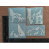 Wolf Decal 4 Pack: Mountain Silhouette, Wolf and Cubs, Howling, Small (White, 3.5")