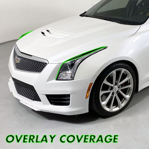 PreCut Vinyl Smoke Tint for 2013-2019 Cadillac ATS Headlight (2. Headlight Eyelid, Gloss Black)