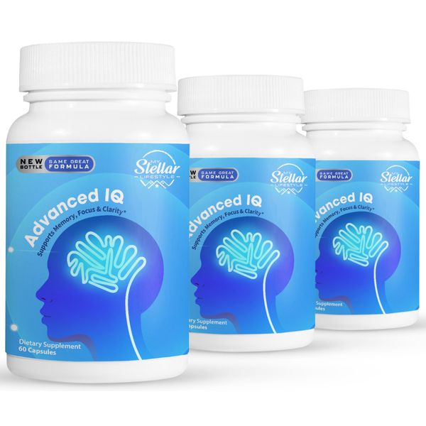 3 Pack AdvancedIQ, brain booster and memory support-60 Capsules x3