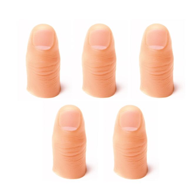 DFsucces Thumb Tip Magic Trick Fingers Set of 5 Fake Soft Thumb Magic Trick Finger Trick Tool Finger Cutting Magic Stage Show Props