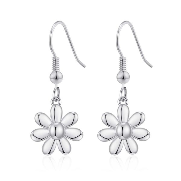 Philip Jones Silver Plated Daisy Drop Earrings