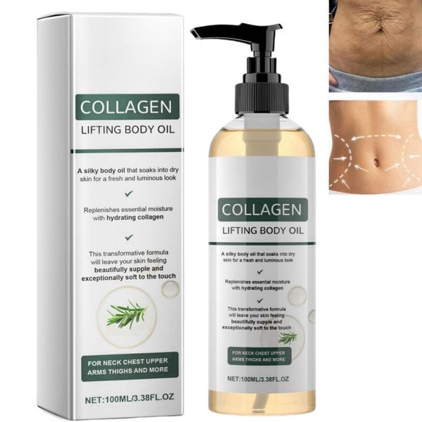 Collagen Lifting Body Oil,Firming Body Oil,Compact Body Oil,Massage Oil,Body Oil for Women,Collagen for Skin Tightening,Skin Lifting Body Oil for Scars&Wrinkles,Moisturizing Stretch Mark Oil,100ml