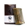 Sandalwood Beard Comb for Men - Handmade Beard & Mustache Comb - Premium Wooden Comb - Men's Comb with Fine & Wide Tooth - Small Pocket Size Wood Comb in PU Leather Case by Hunter Jack