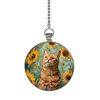 Van Gogh Sunflowers Art Cat Single Ceiling Fan and Light Pull Chain Pendant/Fan Pull/Cat Fan Pull