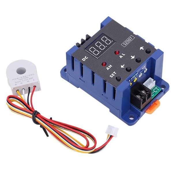 DC 0.3-50A Amperemeter, DC Digitaler Amperemeter Stromsensorschalter Überalarm Alarmüberlastschutz SZD07 DC8‑35V mit Stromüberwachungs- und Alarmausgangsfunktionen