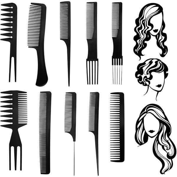 10 Stück HaarKamm Set,Kamm Set Professionel Antistatischer Kamm,Hair Styling Kämme-Friseur-Hairdressing Stylists,Hair Comb für Salon Zuhause Reisen Frisur Bart Haare