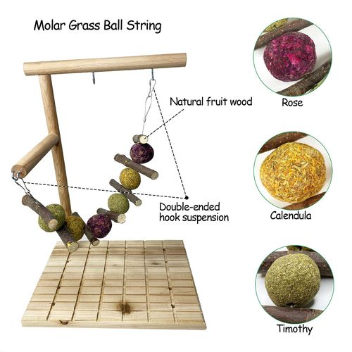 kathson Bunny Chew Toys for Teeth Grinding, Rabbit Wooden Scratch Board Feet Pad Platform Small Animals Play Toy for Guinea Pigs Chinchilla Hamsters Other Rodent Pets(E)