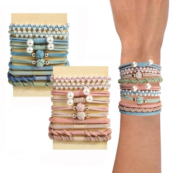 RIXERKOC 20Pcs Boho Haargummis für Frauen, Dual-Use Armbänder und Haargummis für dickes Haar/Pony Tails, keine Beschädigung Haar-Accessoires für Mädchen