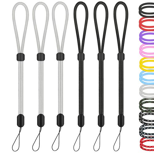 Hand Wrist Strap Lanyard, 6 Pack 8inch Adjustable Nylon Wristlet Straps Keychain String for Cell Phone Case Holder, AirPods Pro 2 2022, Camera, Key, GoPro, USB Drive, Ski Glove (Black+Gray)