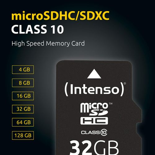 Intenso Micro SDXC 128GB Class 10 microSD Card incl. Adapter, Black