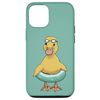 Little Duck with Swim Goggles & Pool Float,Adorable Duckling Case for iPhone 12/12 Pro