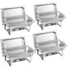 4 Pack Full Size Chafing Dish Set Stainless Steel Frame Chafers w/ Foldable Legs