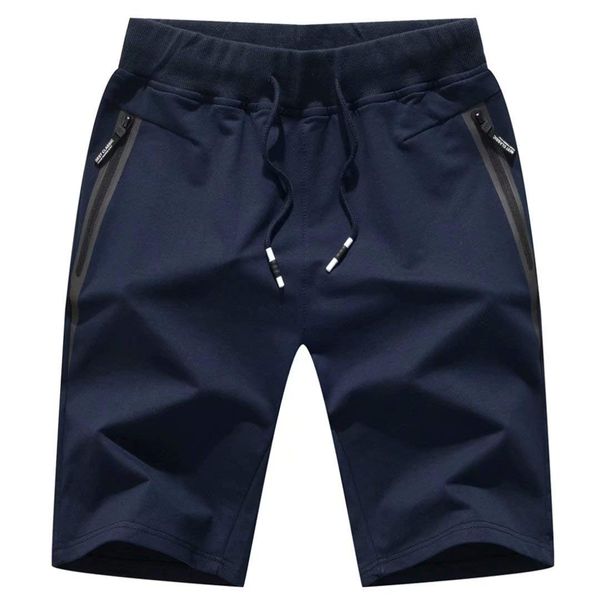 STICKON Mens 7" Inseam Workout Shorts Elastic Waist Drawstring Summer Casual Short Pants Zipper Pockets (Navy Blue, Small)