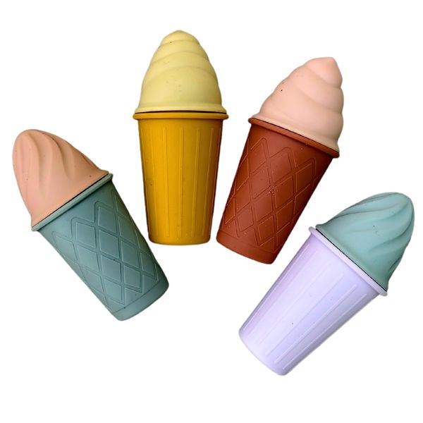 Beach Combers Shop Set of Four Colorful Fun Imaginative Play Silicone Flexible Ice Cream Cone Sand and Water Toys