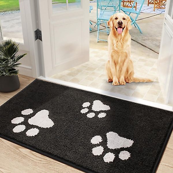 Front Door Mat, Dirt Trapper Doormat for Muddy Paws, Absorbent Mud Mat for Dogs,