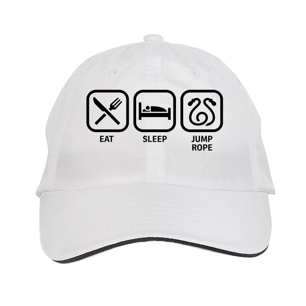 Makoroni - EAT Sleep Jump Rope Hat Adjustable Cap, DesC91 White