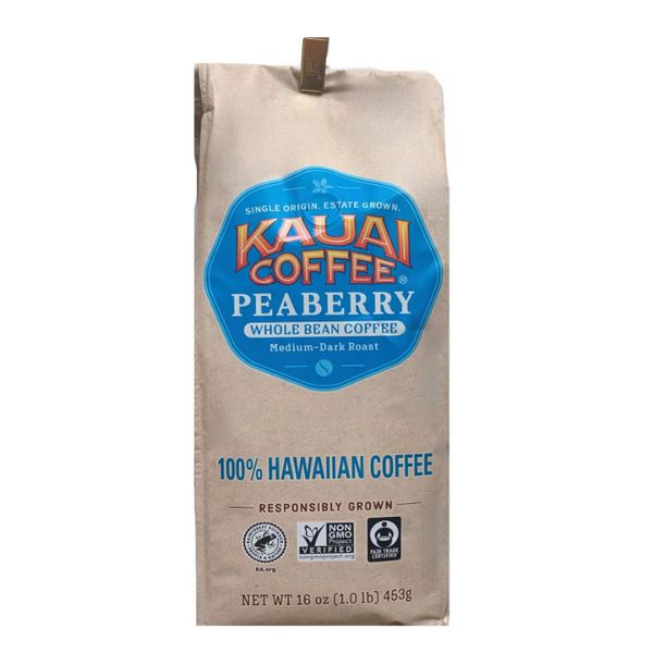 Kauai Coffee 100% Hawaiian Peaberry Whole Bean Coffee - 1 lb