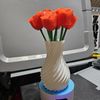 3D Printed White Vase with 8 Red Roses