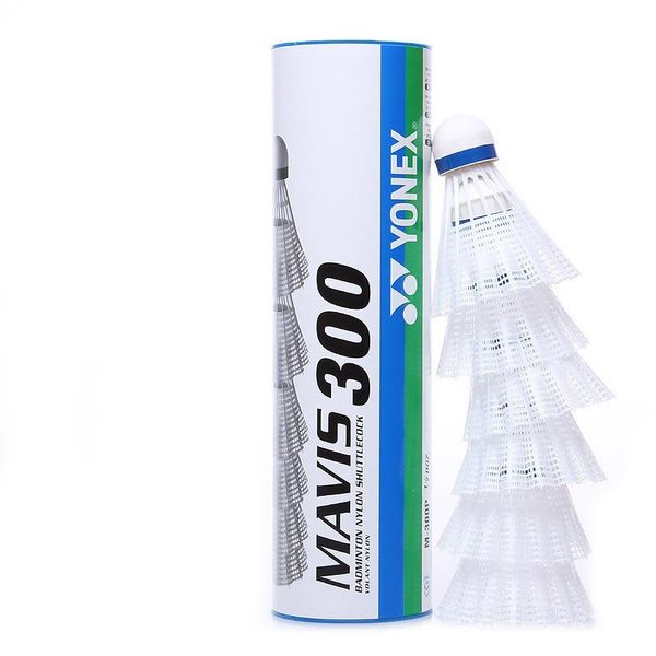 YONEX Mavis 300 Badminton Shuttlecocks (6 pieces), White, 78-Medium-Blue