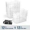 12 PACK Multi-Use Clear Plastic Storage Bins for Organizing W/ Labels - Home,...