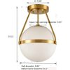 Mid Century Modern Globe Semi Flush Mount Ceiling Light Fixture,White Opal with 