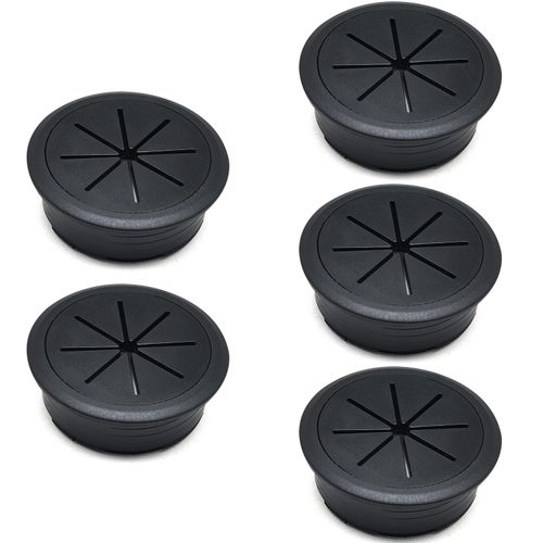Surf turtle 2 Inch Desk Grommet 5 Pack Black Desk Hole Cover for Cable,Desk Hole Grommet for Cords,Flexible Cable Grommet